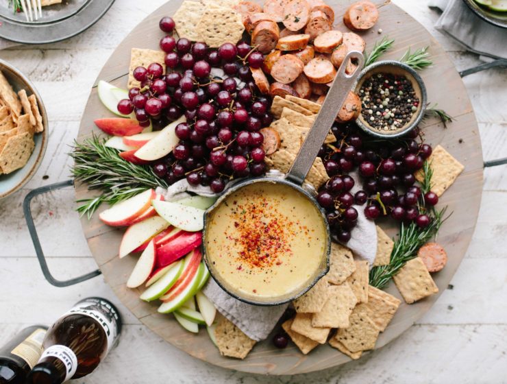 Cheese plate with fondue